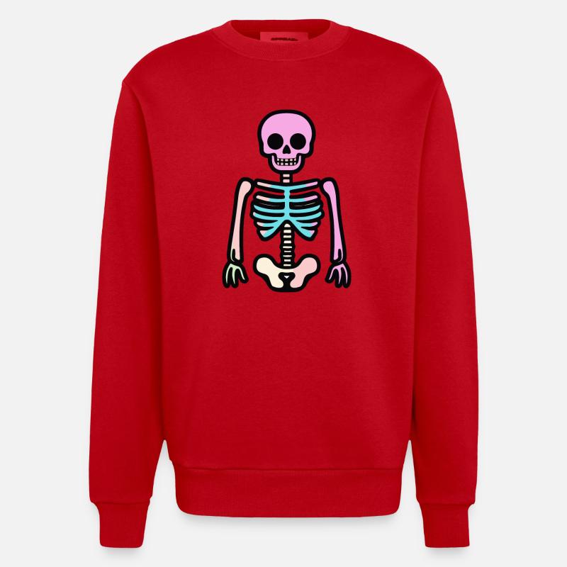 Skelett Halloween Comic - Heavyweight Oversized Organic Crew Neck Made in EU - Rot