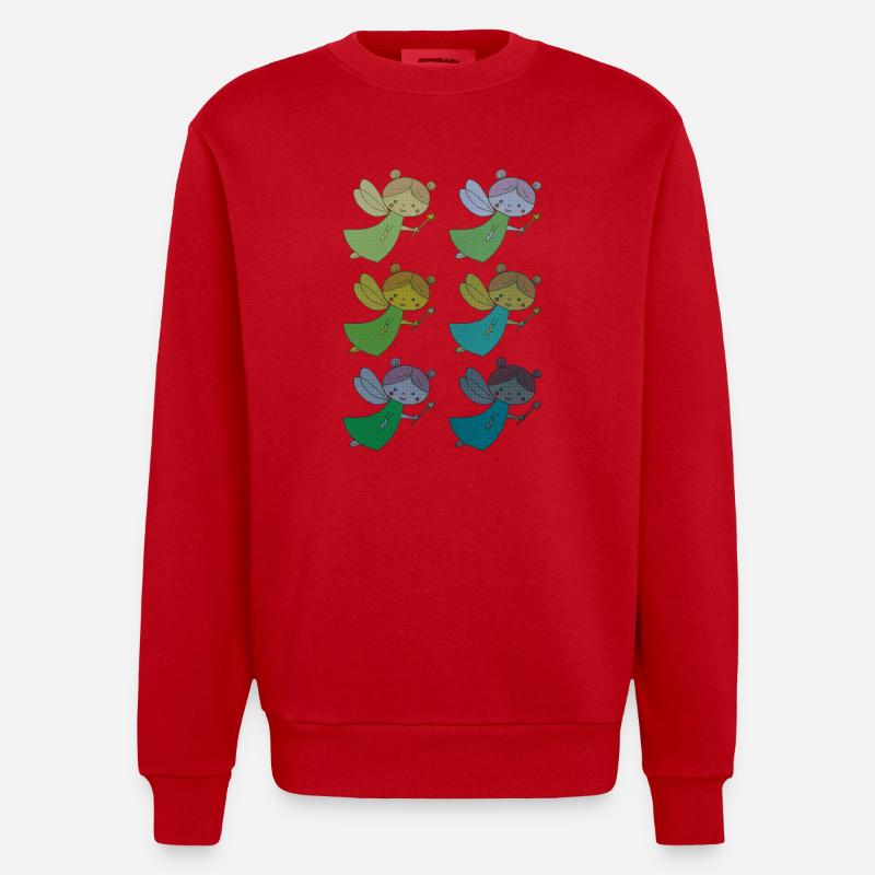Fee 6fold multicoloured - Heavyweight Oversized Organic Crew Neck Made in EU - red