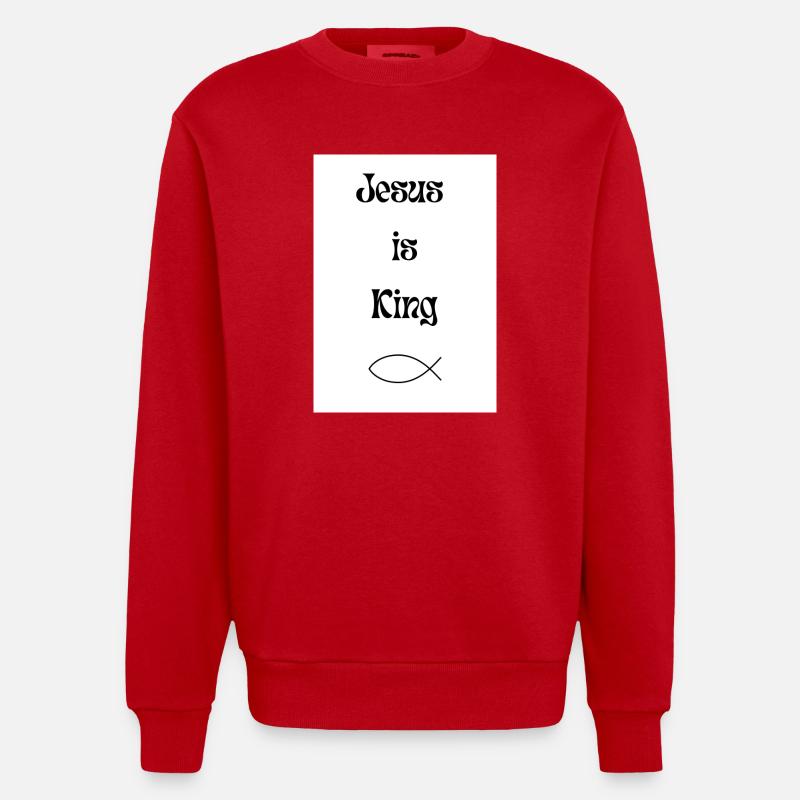 Jesus is King - Heavyweight Oversized Organic Crew Neck Made in EU - Rot