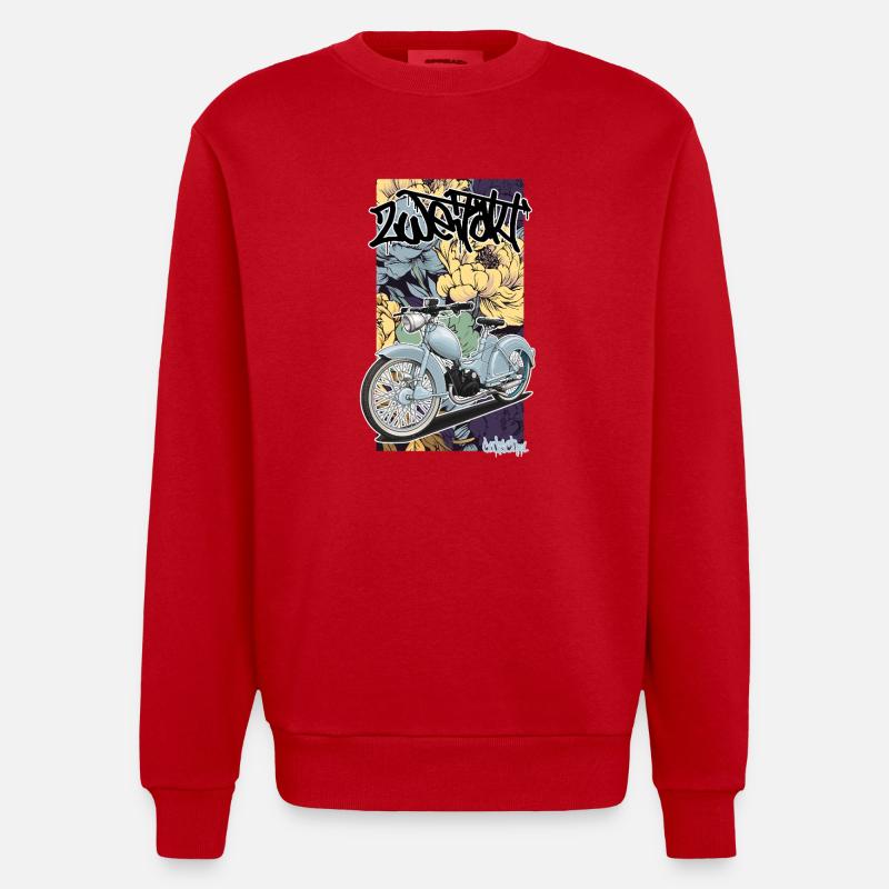 SR 2 (light blue) // Illustration - Heavyweight Oversized Organic Crew Neck Made in EU - red