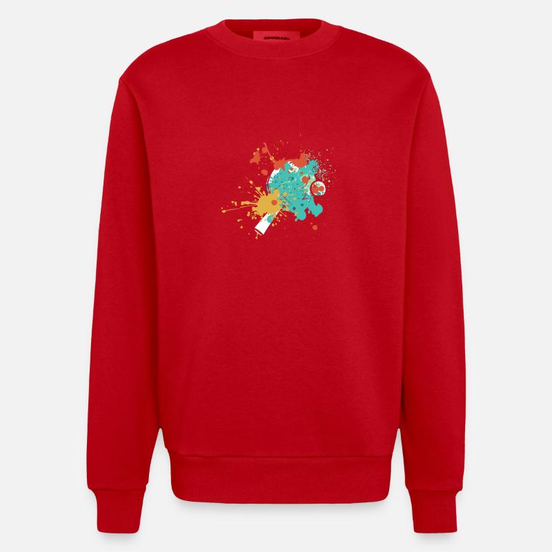 Splash Art Table Tennis Player - Heavyweight Oversized Organic Crew Neck Made in EU - Rot