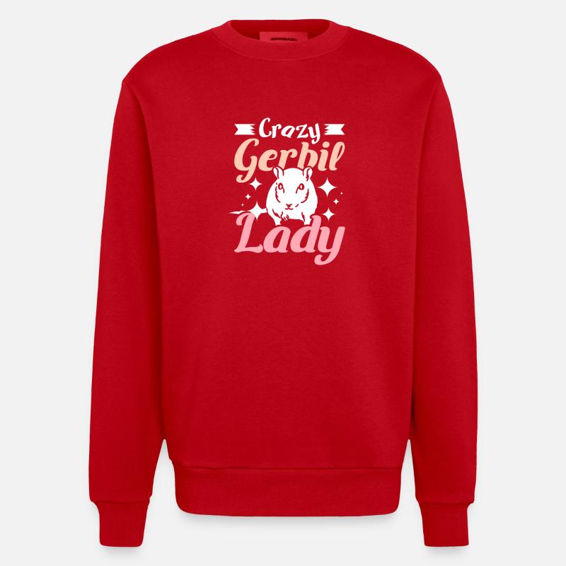Dame folle de gerbilles - Sweat bio épais oversize fabriqué en UE - rouge