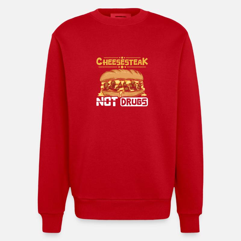 Philly Cheesesteak pas de drogue - Sweat bio épais oversize fabriqué en UE - rouge
