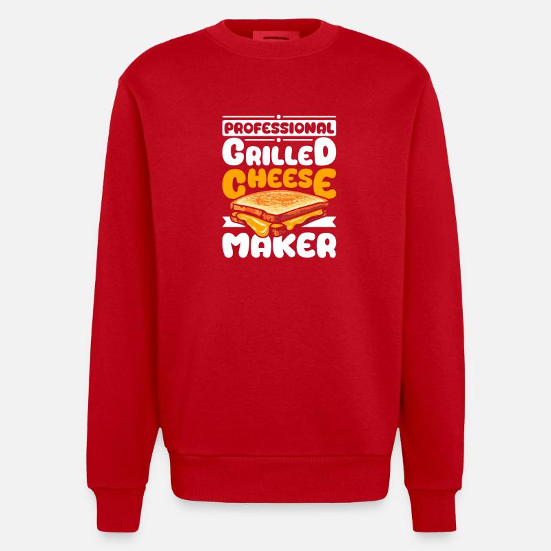 Professional Grilled cheese maker - Heavyweight Oversized Organic Crew Neck Made in EU - red