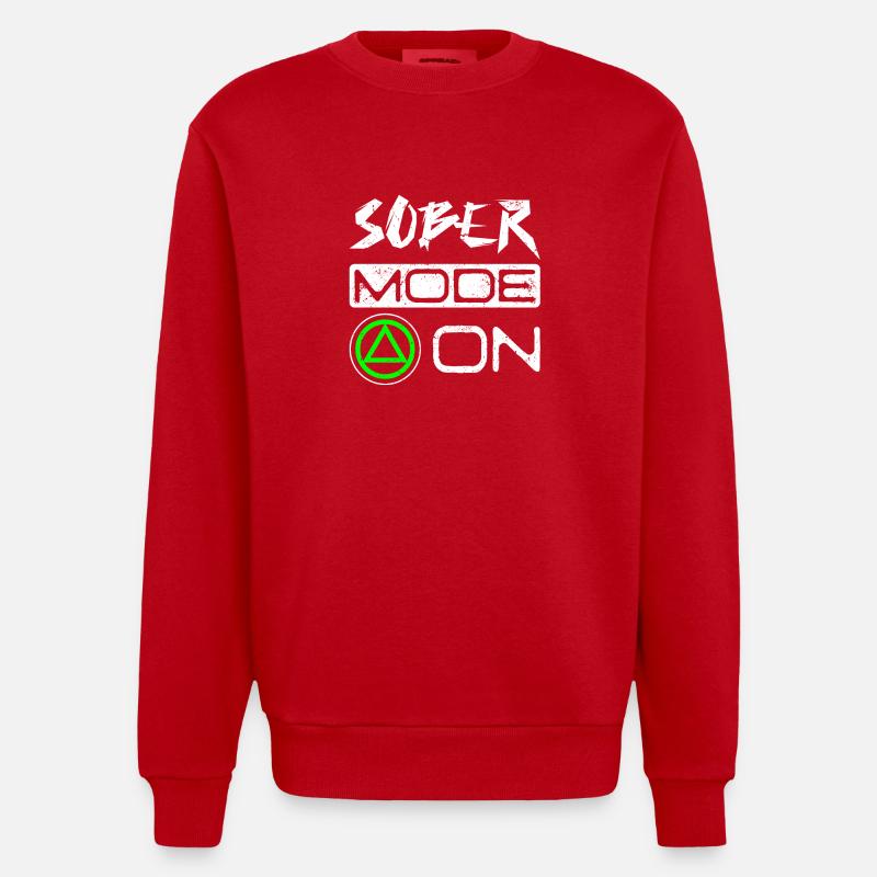 Sobriety Sober mode on - Heavyweight Oversized Organic Crew Neck Made in EU - red