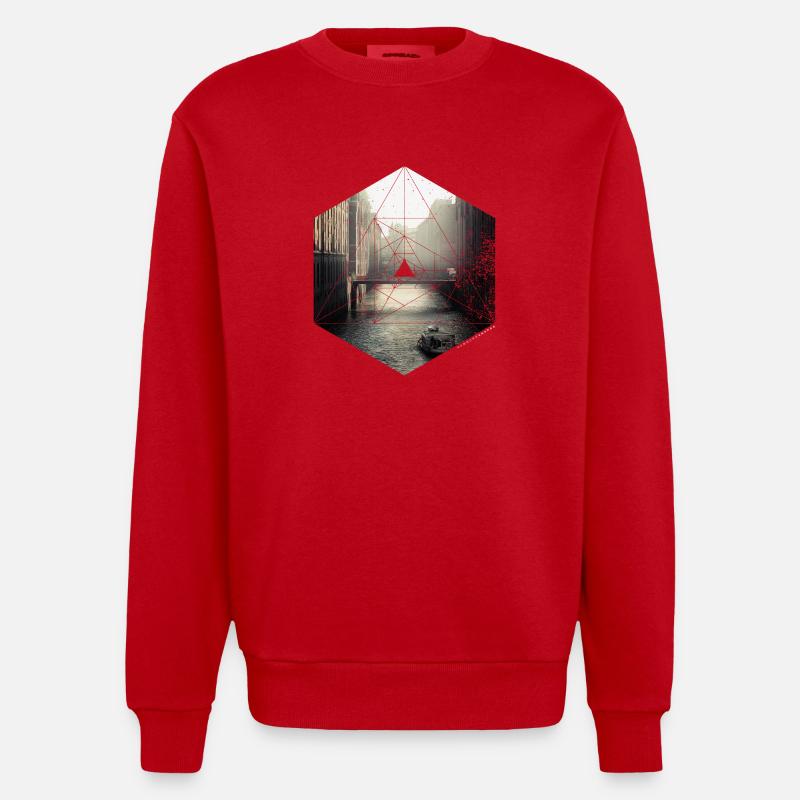 Solid Hamburg Romance - Heavyweight Oversized Organic Crew Neck Made in EU - red