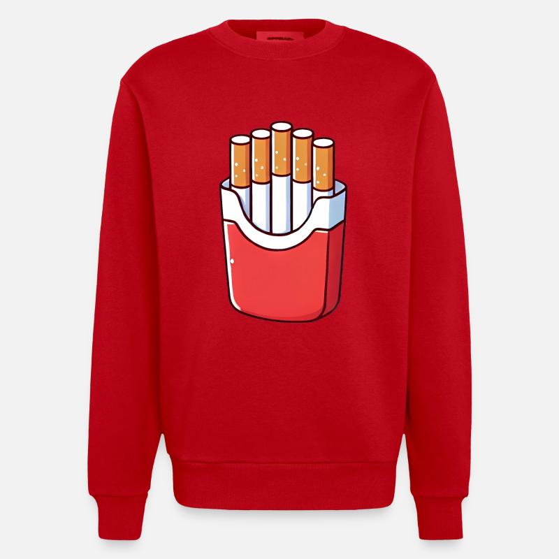 Frites de Doom Cigarette Illustration - Sweat bio épais oversize fabriqué en UE - rouge