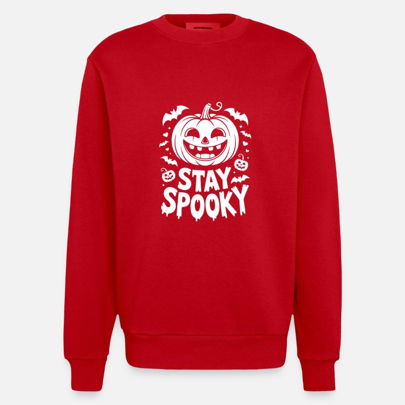 Restez effrayant drôle Halloween Design - Sweat bio épais oversize fabriqué en UE - rouge