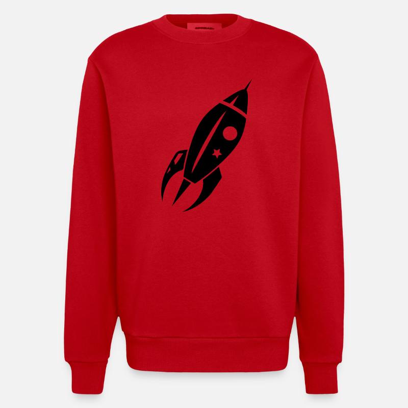 Eine Rakete beim Abflug - Heavyweight Oversized Organic Crew Neck Made in EU - Rot