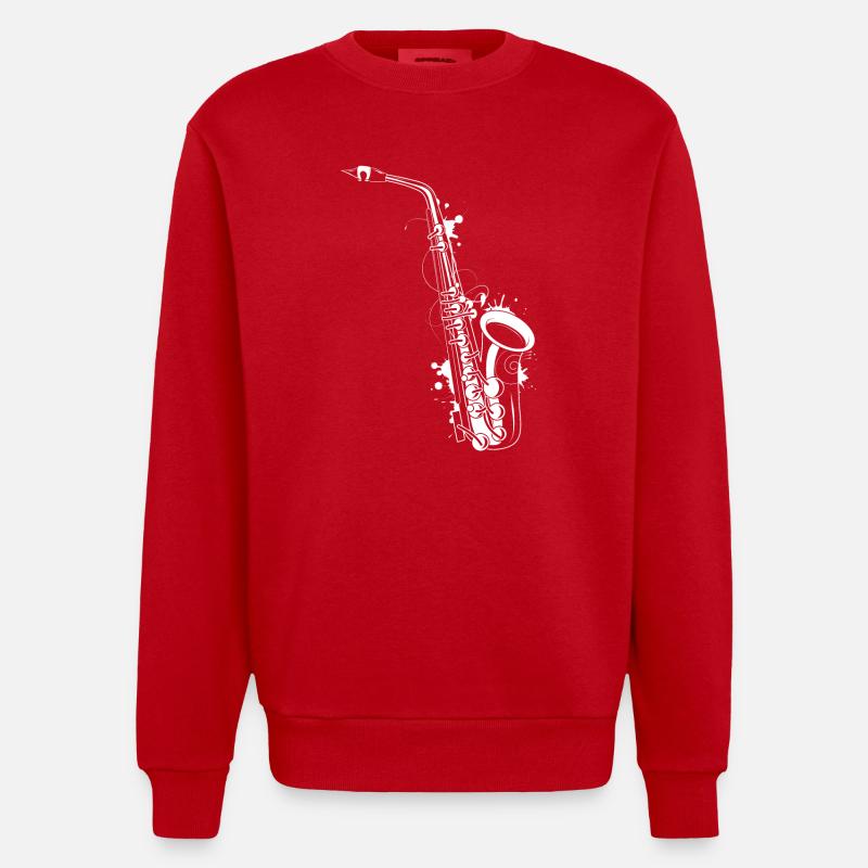 graffiti saxophone blanc - Sweat bio épais oversize fabriqué en UE - rouge