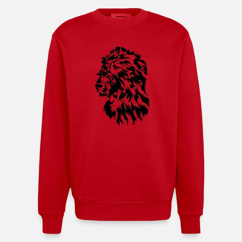 Irish Wolfhound Kopf - Heavyweight Oversized Organic Crew Neck Made in EU - Rot