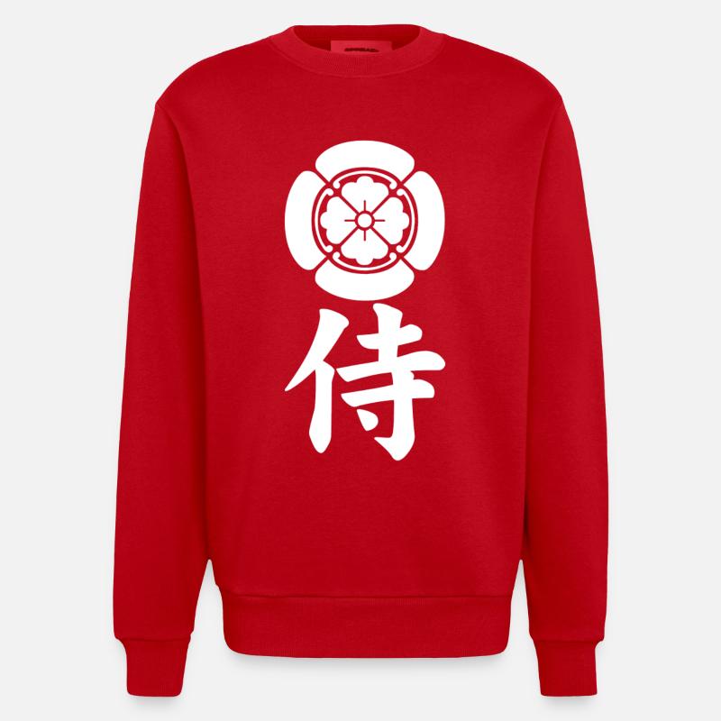 Samurai-Emblem des Oda-Clans (weiß) - Heavyweight Oversized Organic Crew Neck Made in EU - Rot