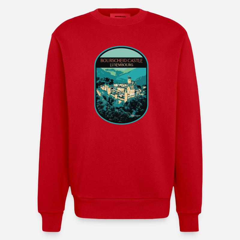 Schloss Bourscheid bestaunen - Heavyweight Oversized Organic Crew Neck Made in EU - Rot