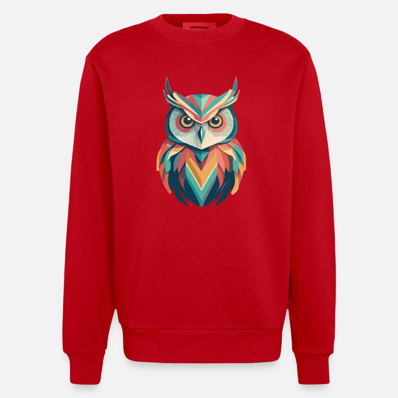 Glänzende Eule - Heavyweight Oversized Organic Crew Neck Made in EU - Rot