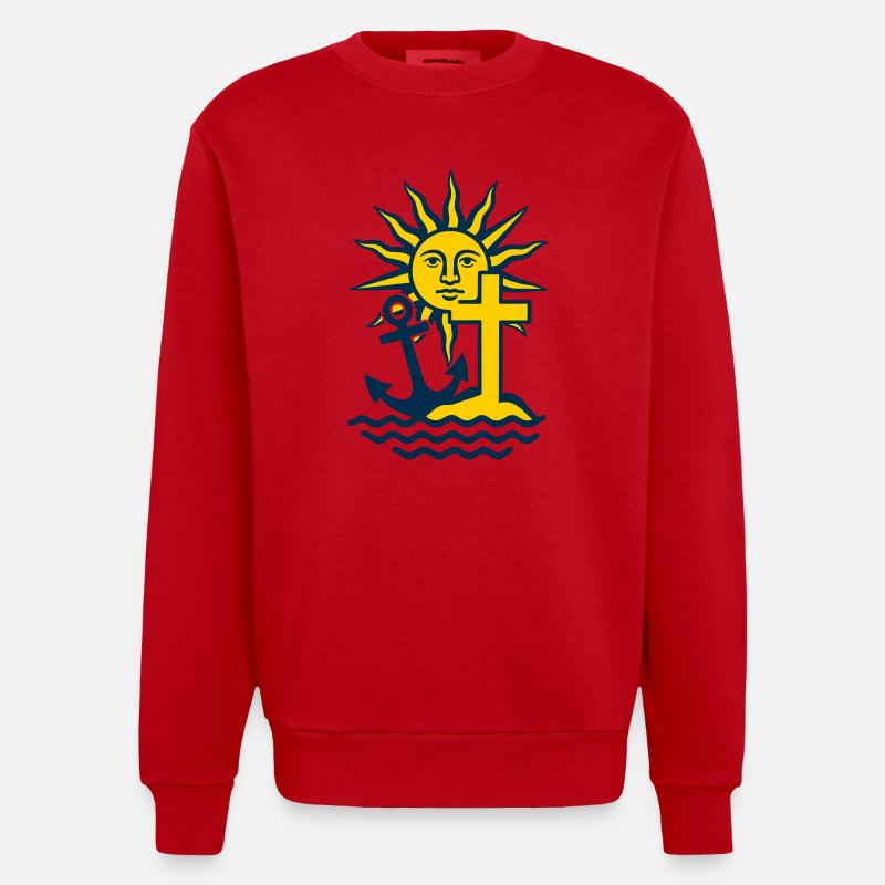 Marin / Voile - Sweat bio épais oversize fabriqué en UE - rouge