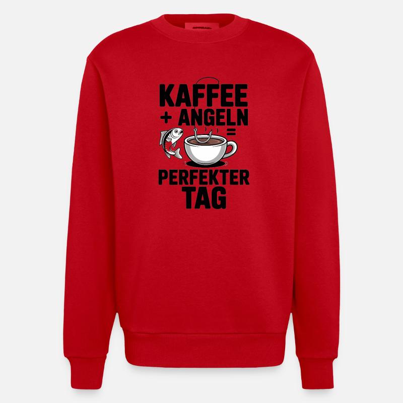 Angler Geschenk Perfekte Geschenkidee - Heavyweight Oversized Organic Crew Neck Made in EU - Rot