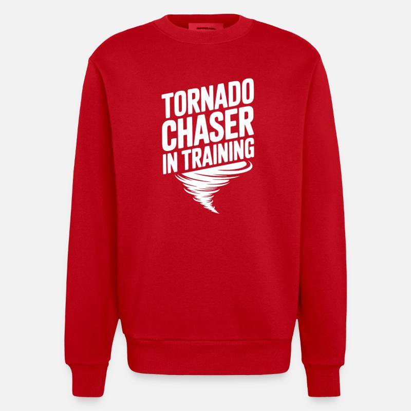 Tornado Chaser in Training - Heavyweight Oversized Organic Crew Neck Made in EU - red