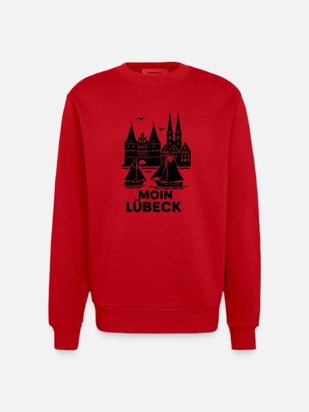 Lübeck Silhouette Moin - Heavyweight Oversized Organic Crew Neck Made in EU - Rot