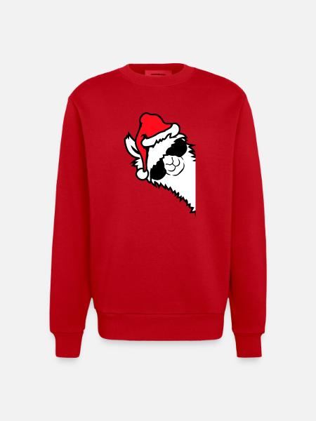 Llama Cool Sunglasses Santa Hat Side - Heavyweight Oversized Organic Crew Neck Made in EU - red