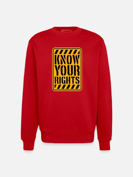 Know Your Rights Activism Justice Freedom - Heavyweight Oversized Organic Crew Neck Made in EU - red