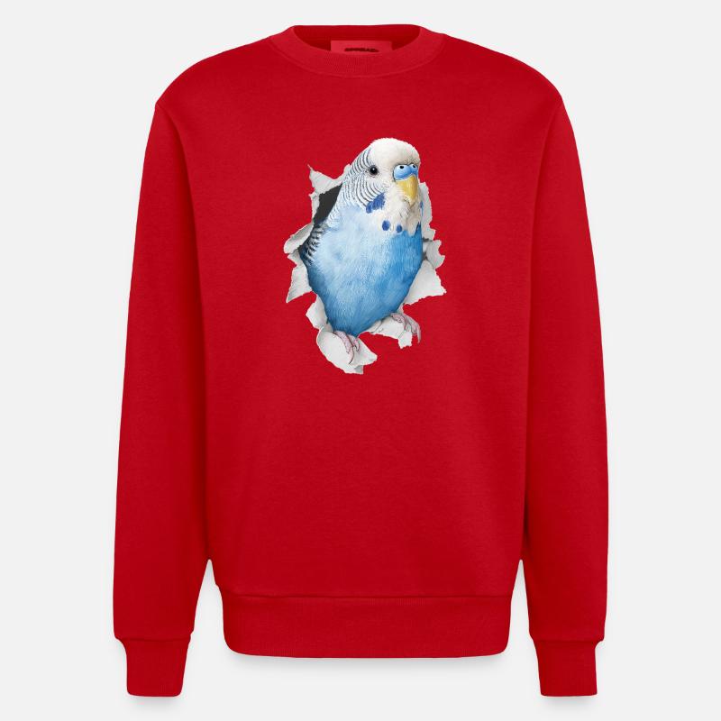 Perruche ondulée - Sweat bio épais oversize fabriqué en UE - rouge