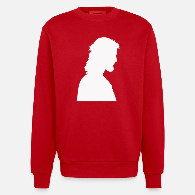 Jesus Christ Silhouette - Heavyweight Oversized Organic Crew Neck Made in EU - red