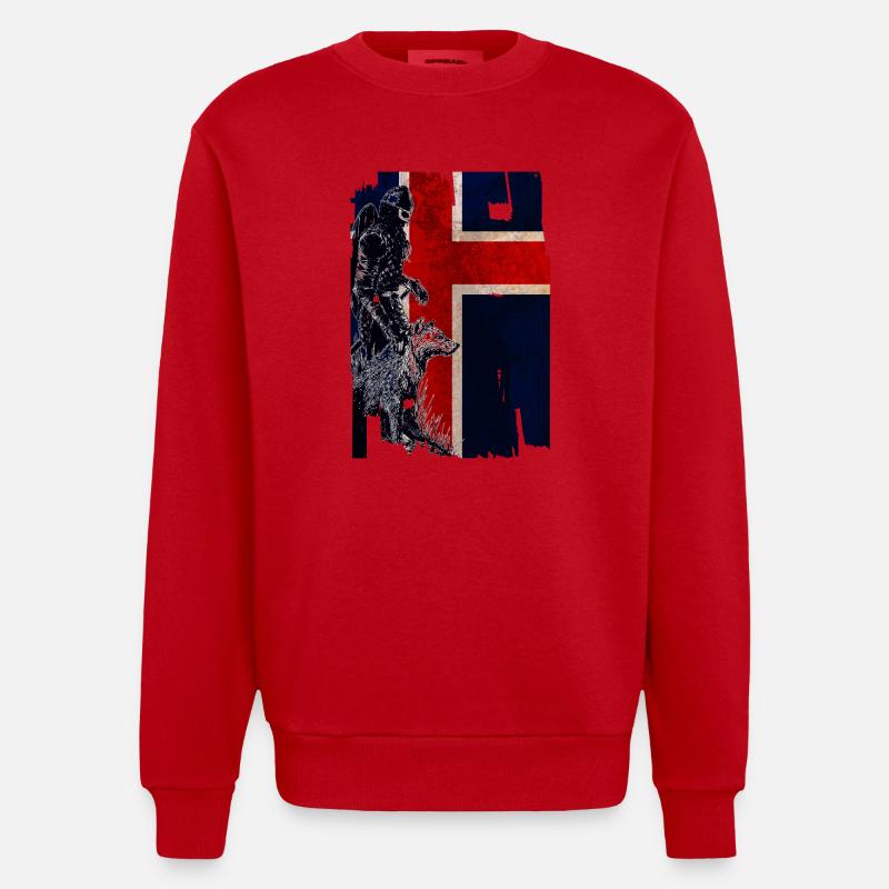 Wikinger Wolfsinsel - Heavyweight Oversized Organic Crew Neck Made in EU - Rot