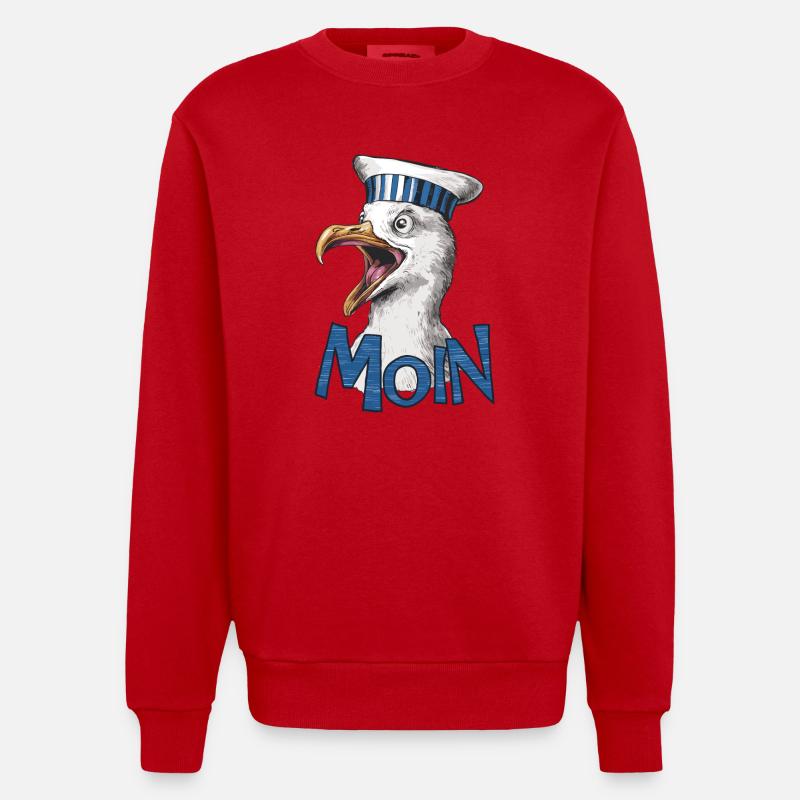 Moin Möwe - Heavyweight Oversized Organic Crew Neck Made in EU - Rot