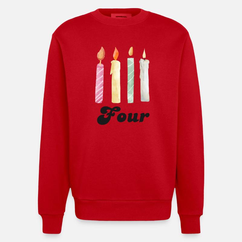 4e anniversaire bougie - Sweat bio épais oversize fabriqué en UE - rouge