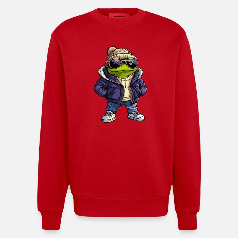Frosch Cool Comic - Heavyweight Oversized Organic Crew Neck Made in EU - Rot
