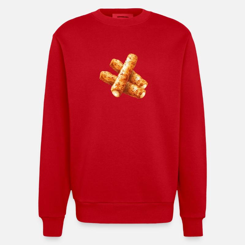 Délicieux bâtonnets de mozzarella Graphique - Sweat bio épais oversize fabriqué en UE - rouge