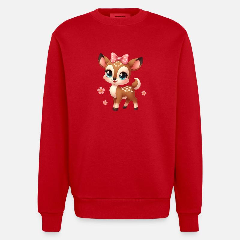 Petit Faon mignon 5 - Sweat bio épais oversize fabriqué en UE - rouge
