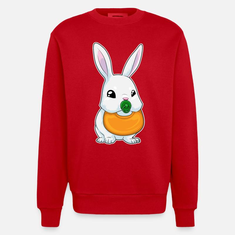 Hase Lätzchen Schnuller - Heavyweight Oversized Organic Crew Neck Made in EU - Rot