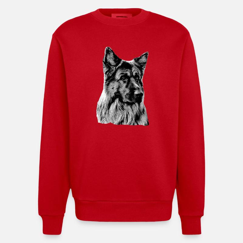 Schäferhund Deutscher Schäferhund German Shepherd - Heavyweight Oversized Organic Crew Neck Made in EU - Rot