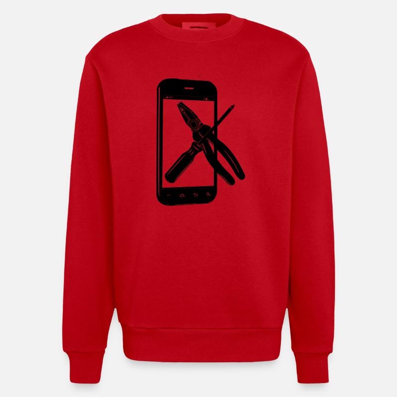 Smartphone avec outils - Sweat bio épais oversize fabriqué en UE - rouge
