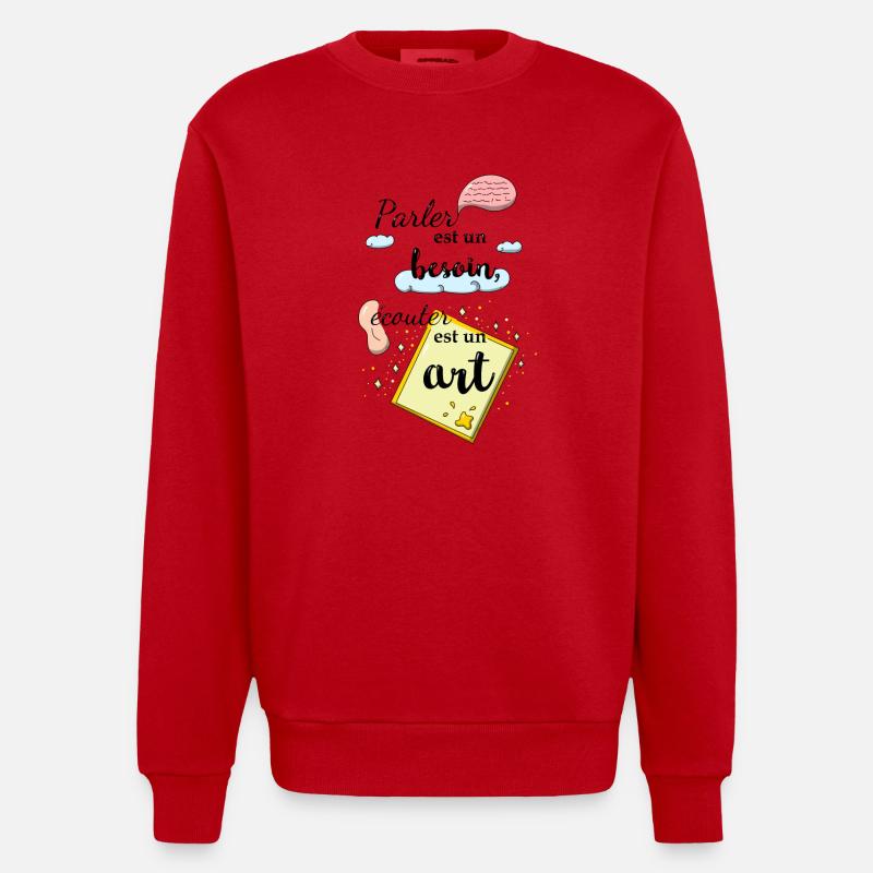 Ecouter est un art - Sweat bio épais oversize fabriqué en UE - rouge