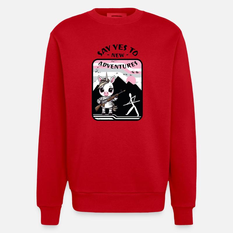 Zebra Einhorn - Heavyweight Oversized Organic Crew Neck Made in EU - Rot