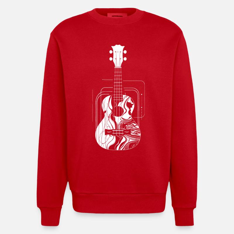 Dessin de ukulélé - Sweat bio épais oversize fabriqué en UE - rouge