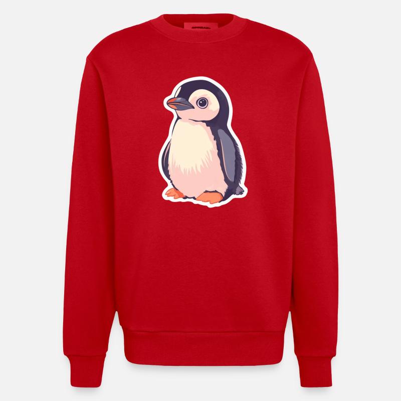 Pinguin - Heavyweight Oversized Organic Crew Neck Made in EU - Rot