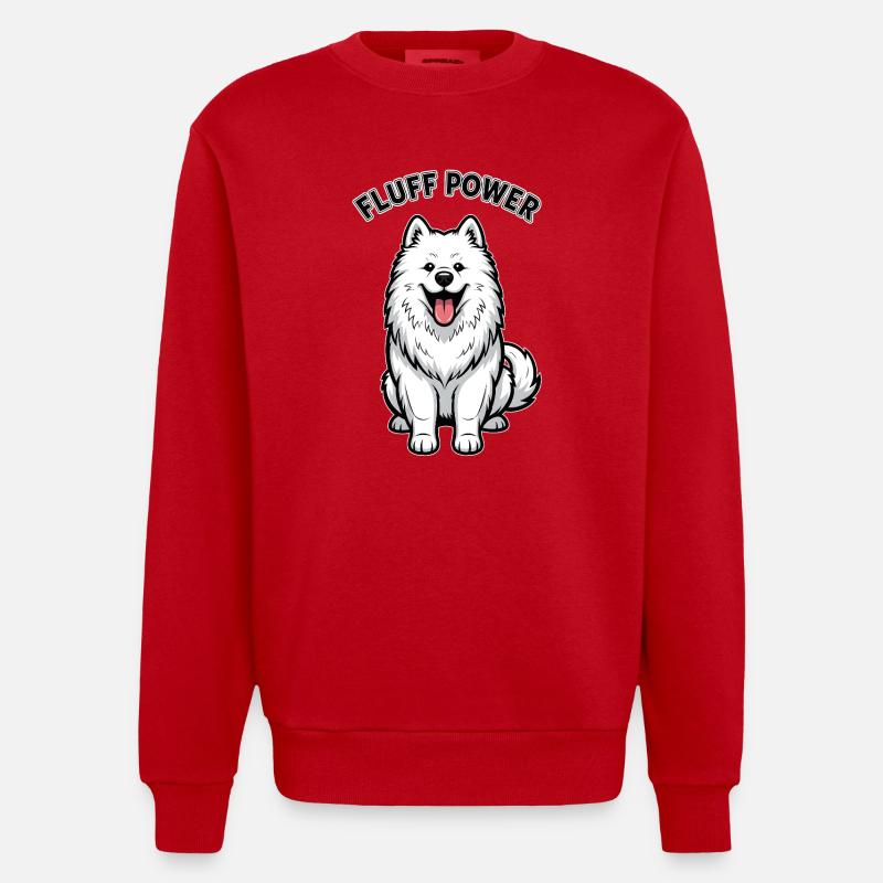 Samoyède Fluff Puissance Mignon Moelleux - Sweat bio épais oversize fabriqué en UE - rouge