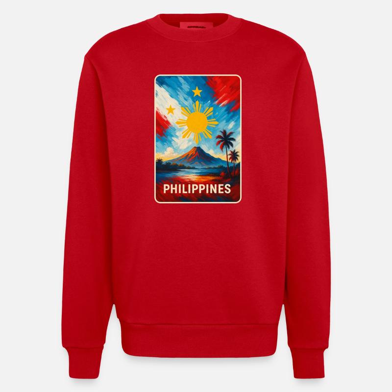 Conception des drapeaux des Philippines - Sweat bio épais oversize fabriqué en UE - rouge