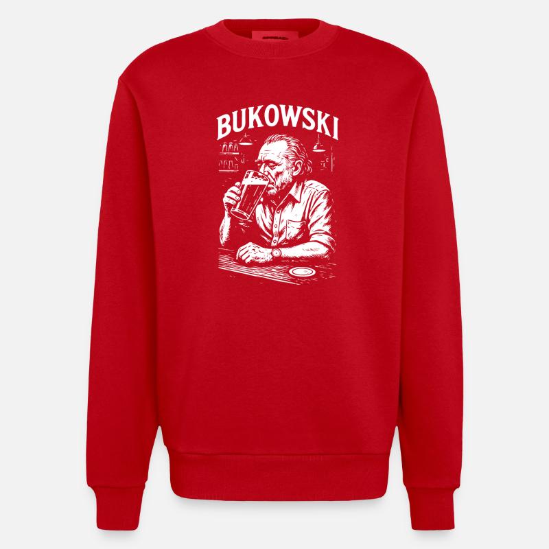 Charles Bukowski Bar Portrait - Sweat bio épais oversize fabriqué en UE - rouge
