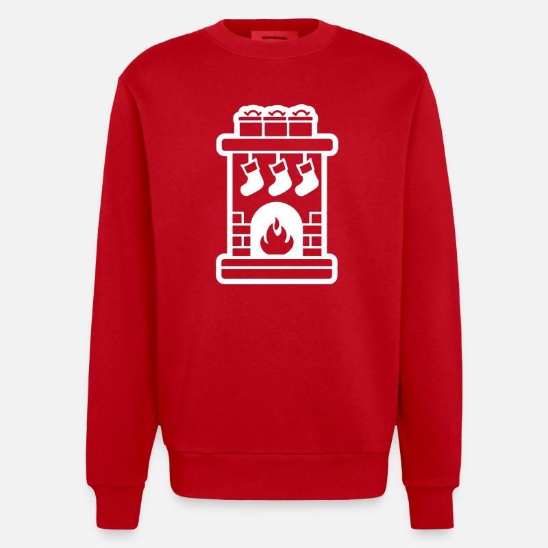 Cheminée de Noël Cheminée de Noël - Sweat bio épais oversize fabriqué en UE - rouge