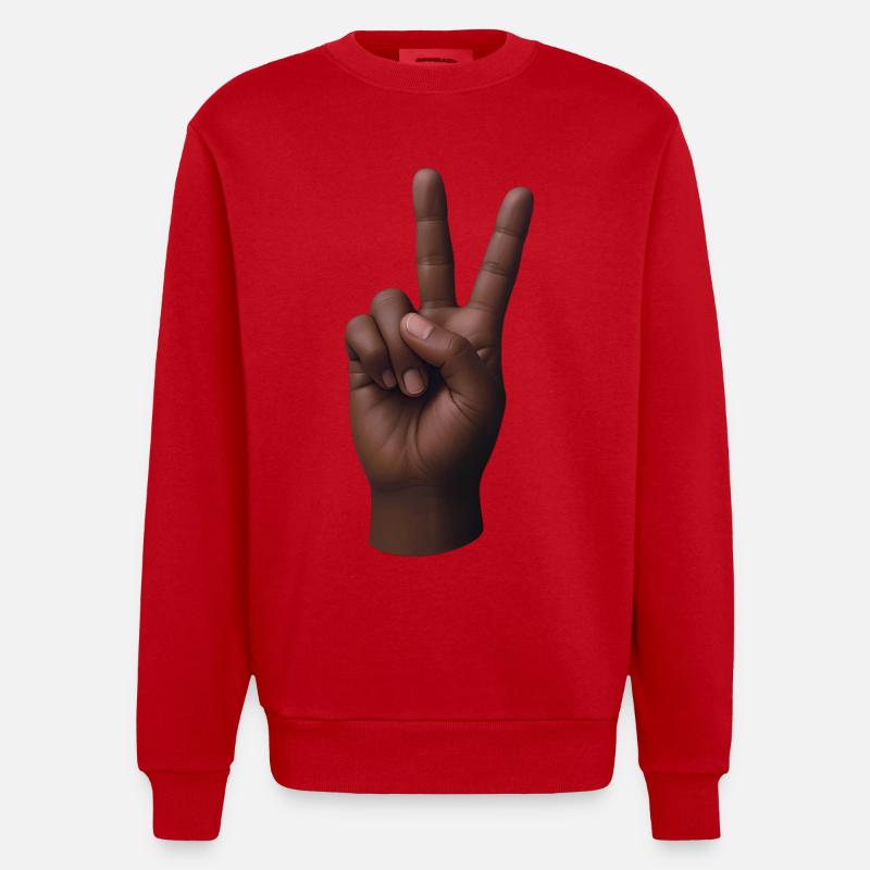 PEACE HAND #3 – Frieden & Liebe - Heavyweight Oversized Organic Crew Neck Made in EU - Rot