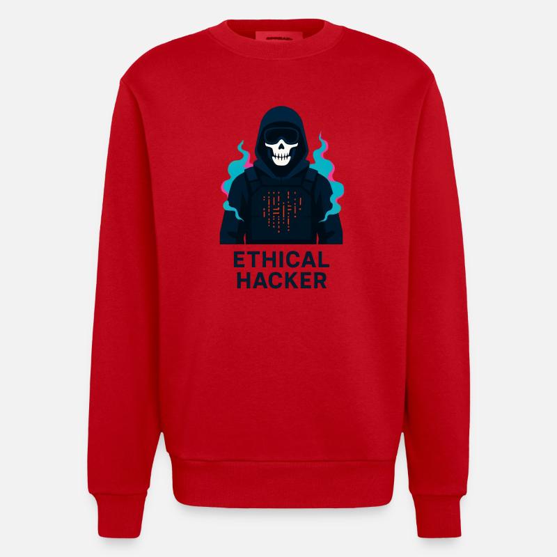 Hacker Ethique - Cybersécurité - Sweat bio épais oversize fabriqué en UE - rouge