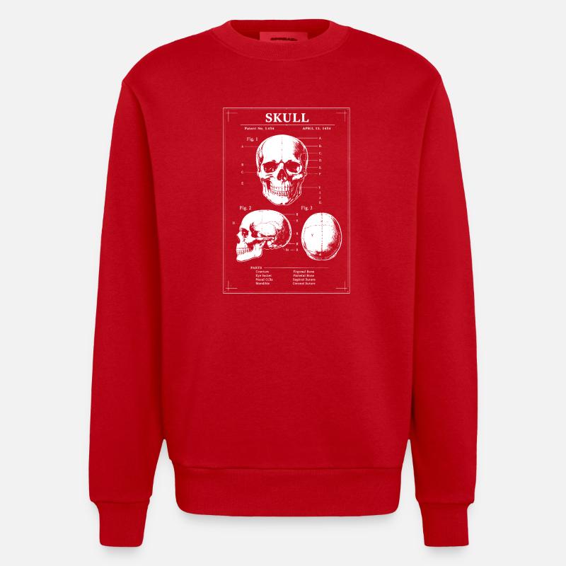 Röntgenschädel-Bauplan - Heavyweight Oversized Organic Crew Neck Made in EU - Rot