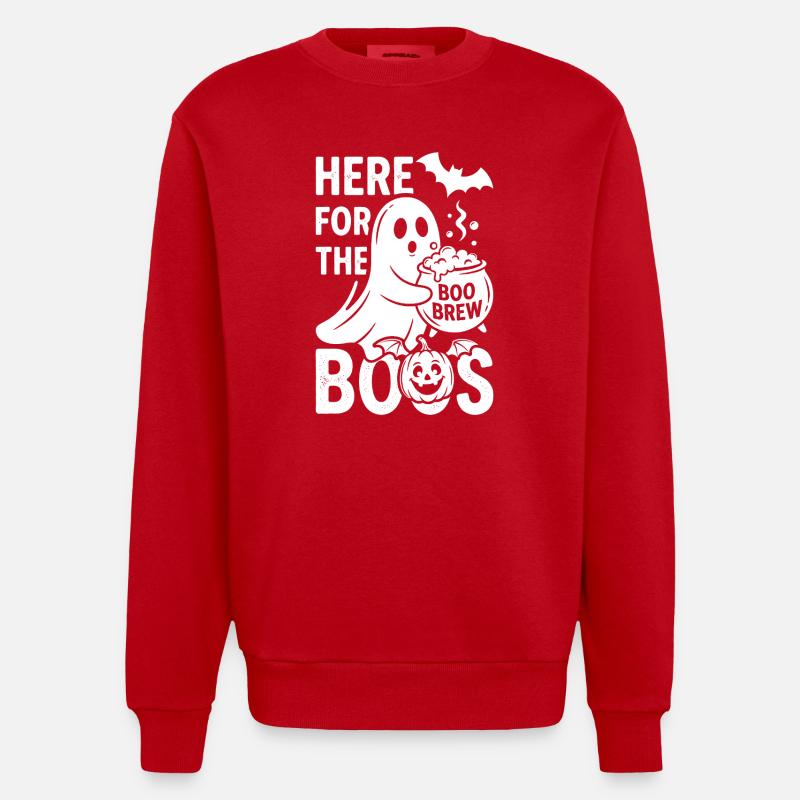Halloween Ghost avec Boo Brew - Sweat bio épais oversize fabriqué en UE - rouge