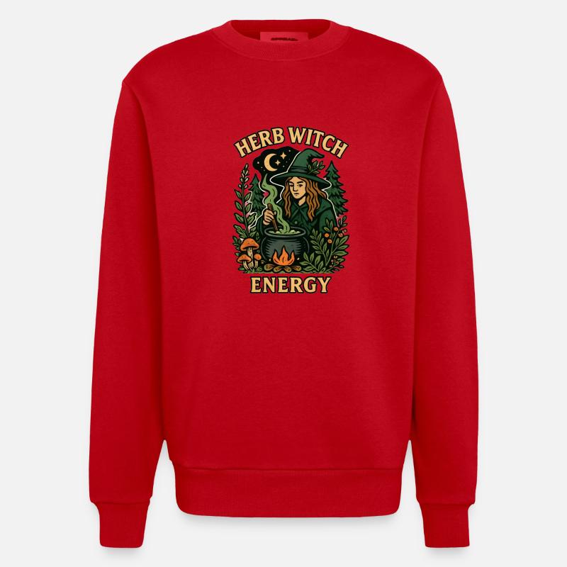 Énergie de la Sorcière Herbe - Sweat bio épais oversize fabriqué en UE - rouge