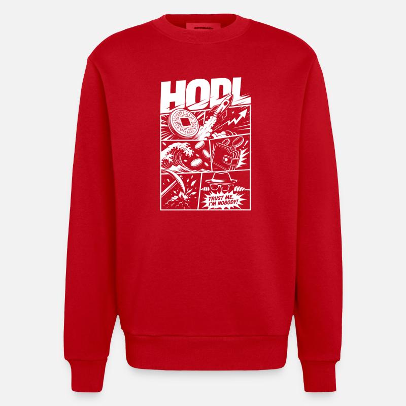 HODL Trust Me Crypto Meme - Sweat bio épais oversize fabriqué en UE - rouge