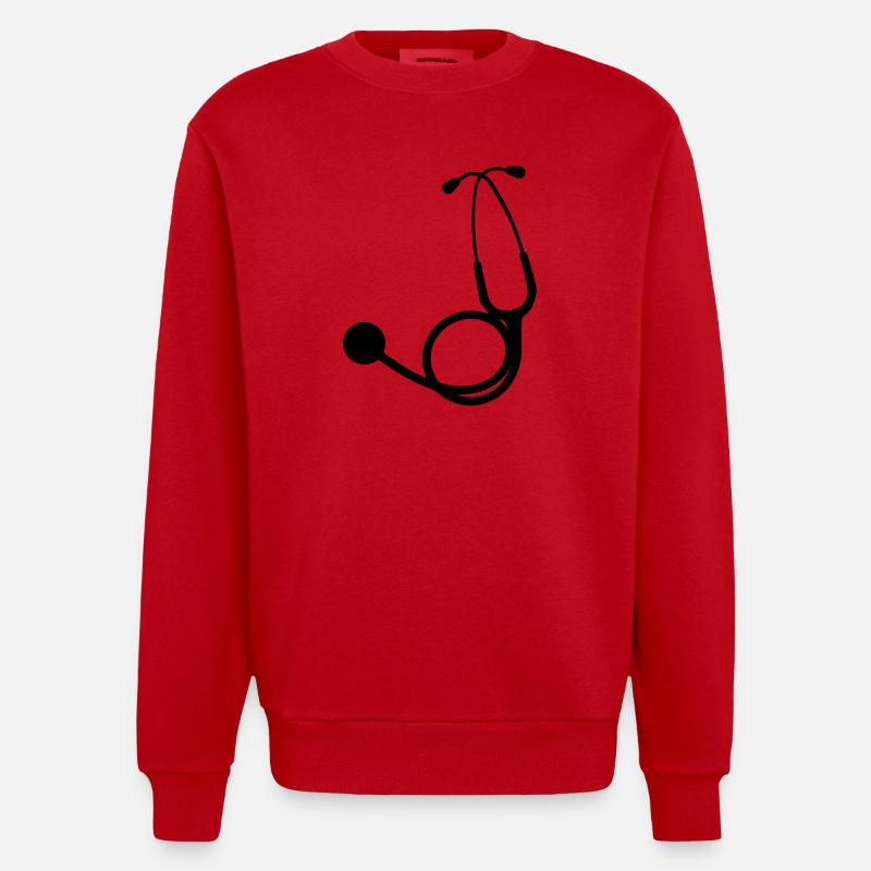 Stethoscope black - Heavyweight Oversized Organic Crew Neck Made in EU - red